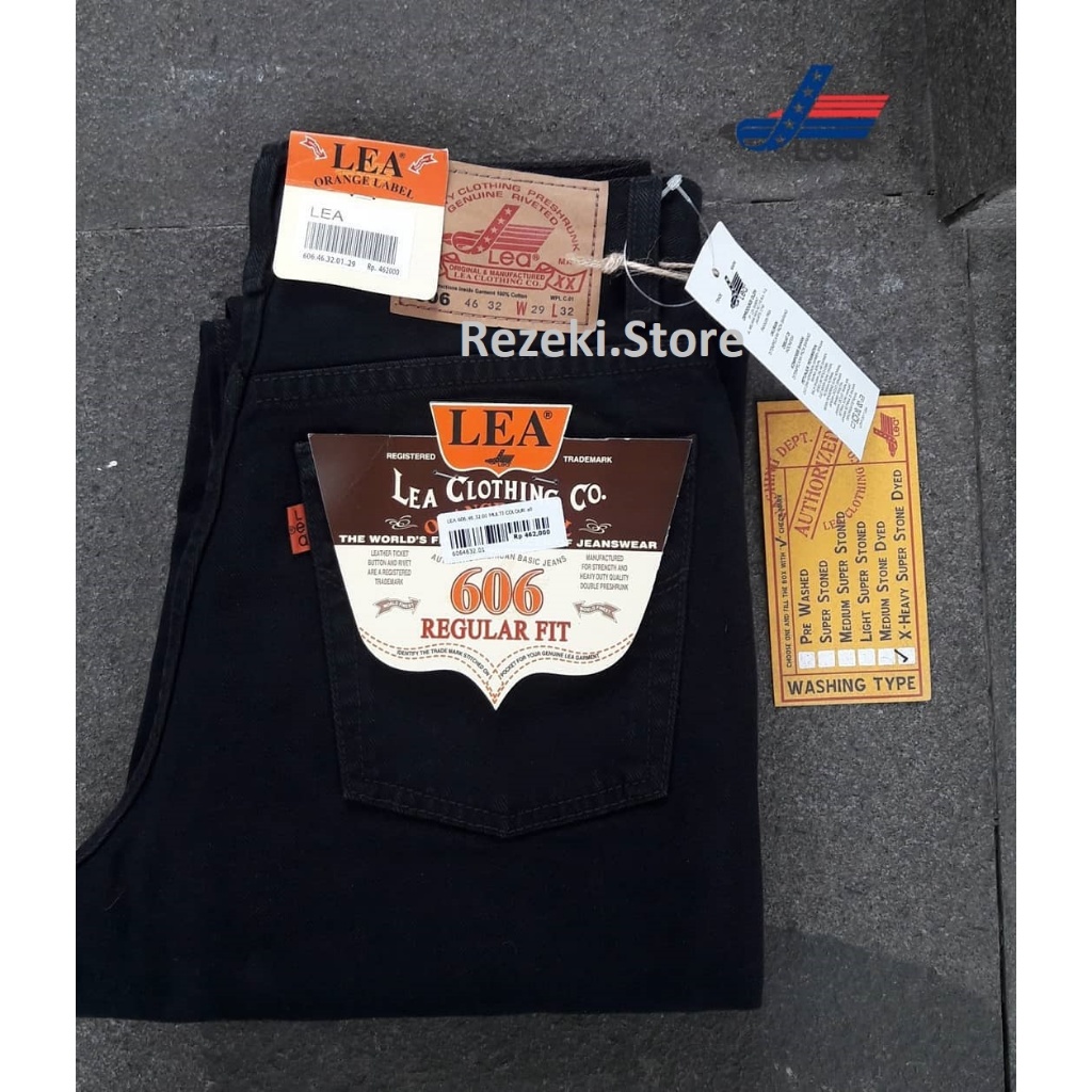 CELANA JEANS LEA 606 ORANGE LABEL TYPE REGULAR FIT FOR MENS 100% ORIGIINAL WARNA BLACK