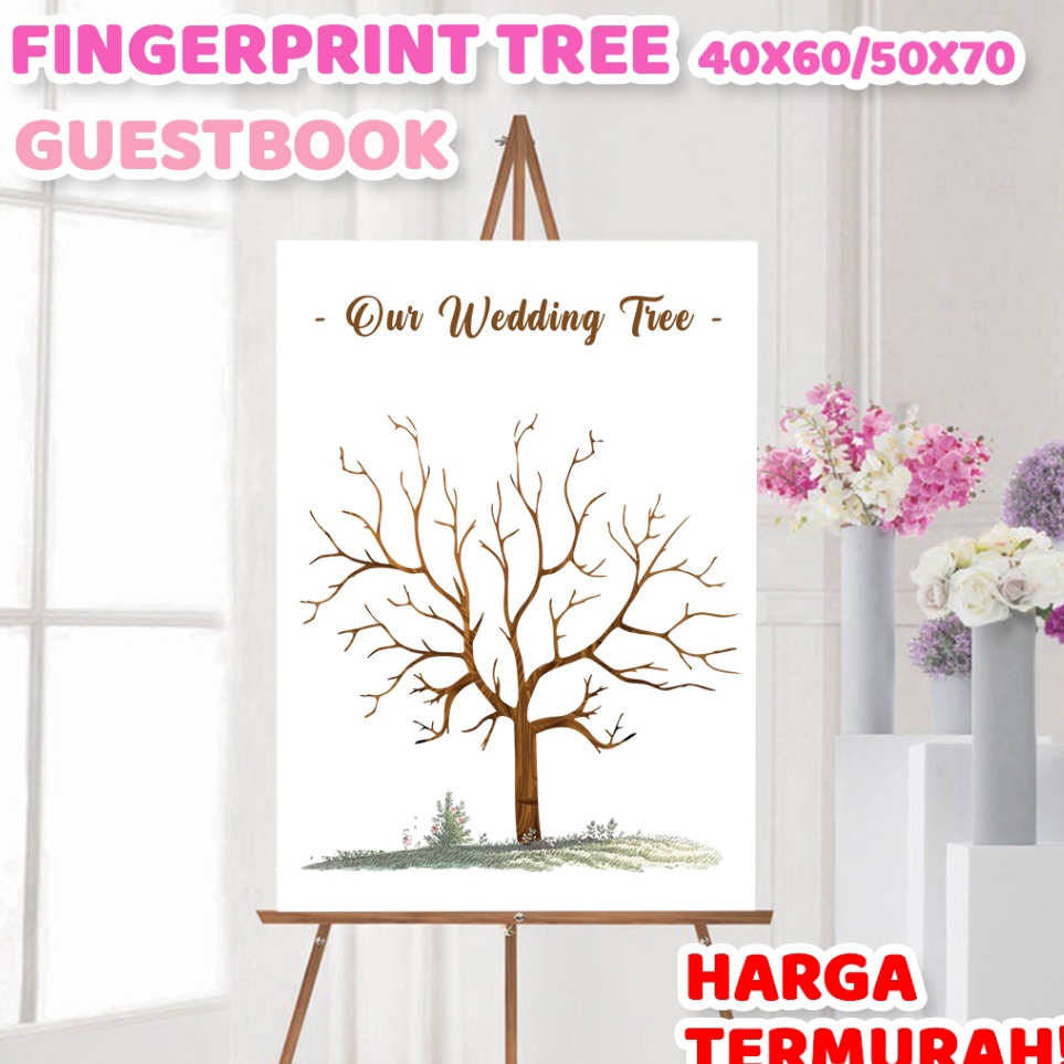 

Best Produsen Kanvas Wedding Tree Fingerprint Guest Book 4x6 cm Canvas Lukisan Pohon Sidik Jari Finger Print Buku Tamu Pernikahan Wedding Invitation Tema Biru Pink Ungu Merah Rainbow