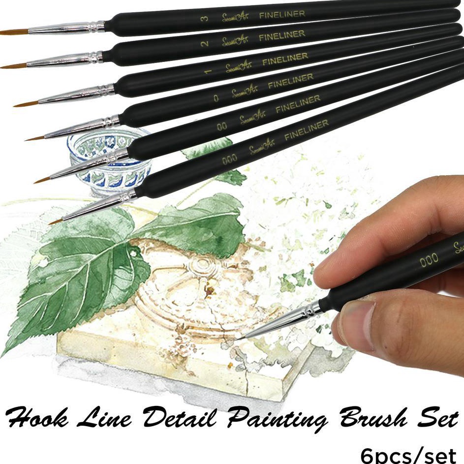 

Diskon sd 2 SeamiArt 6pcs Hook Line Paint Brush set Kuas cat Warna air Cat akrilik Cat minyak Menggambar kuas