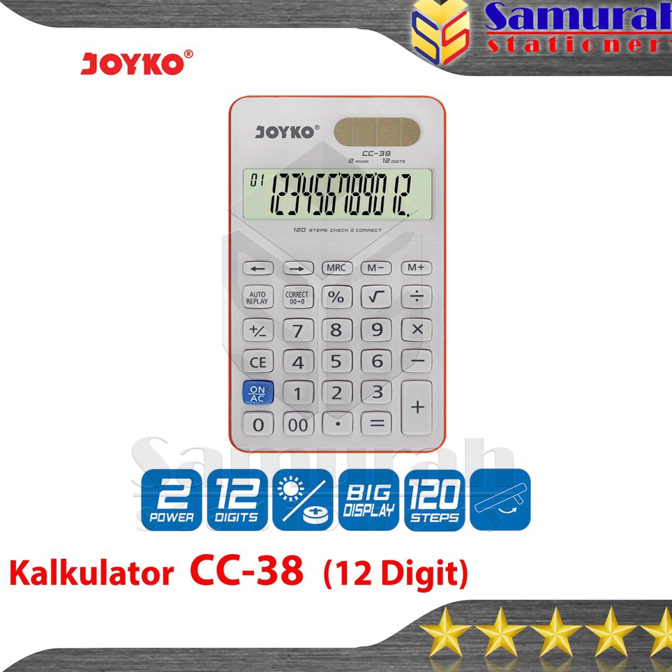 

Super Jualan Kalkulator Saku Joyko CC 38 Alat Mesin Hitung Meja CC38 Calculator 12 Digit Big Display