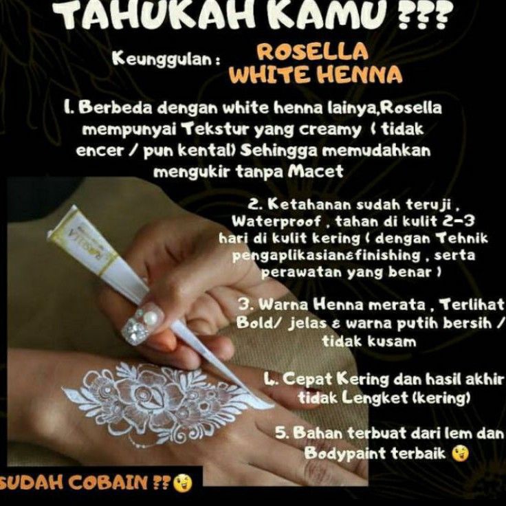 

Promo Keren TERLARIS HENNA WHITE ROSELLA BODY PAINTING ECER DAN GROSIR