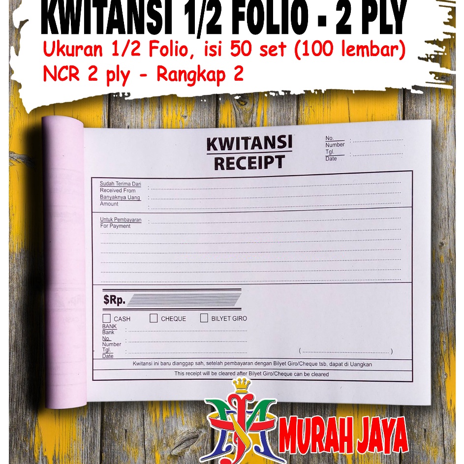 

Super Shopping KWITANSI BESAR RECEIPT TANDA TERIMA 12 FOLIO 2 RANGKAP 2 PLY PUTIH MERAH