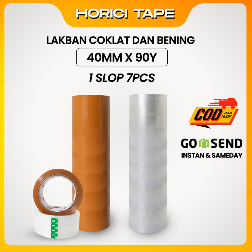 

KODE B23Y HORICI 1 SLOP 7 PCS 4MM9Y TAPE MURAH SUPER CLEAR LAKBAN BENING DAN COKLAT