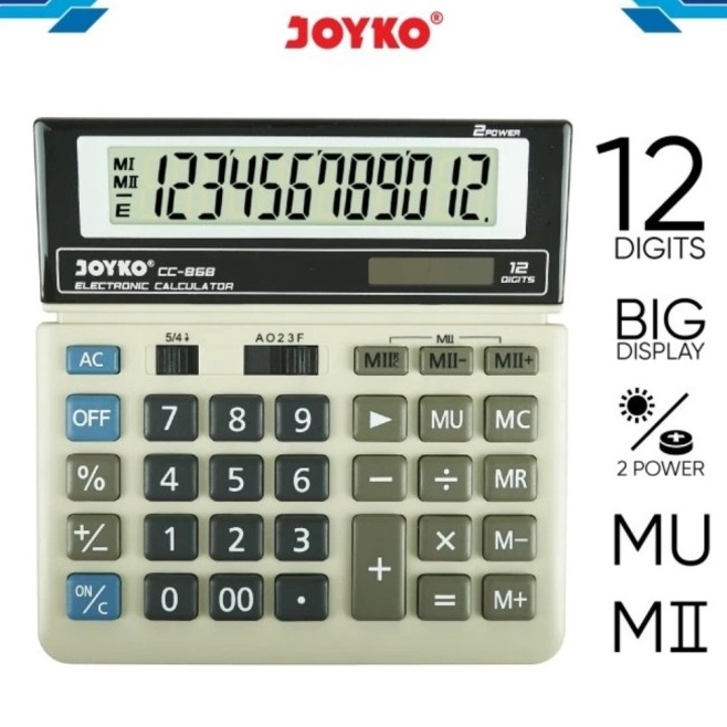 

Ready Stok KALKULATOR JOYKO CC868 ORIGINAL CALCULATOR 12 Digit Desktop CC868 Big Display