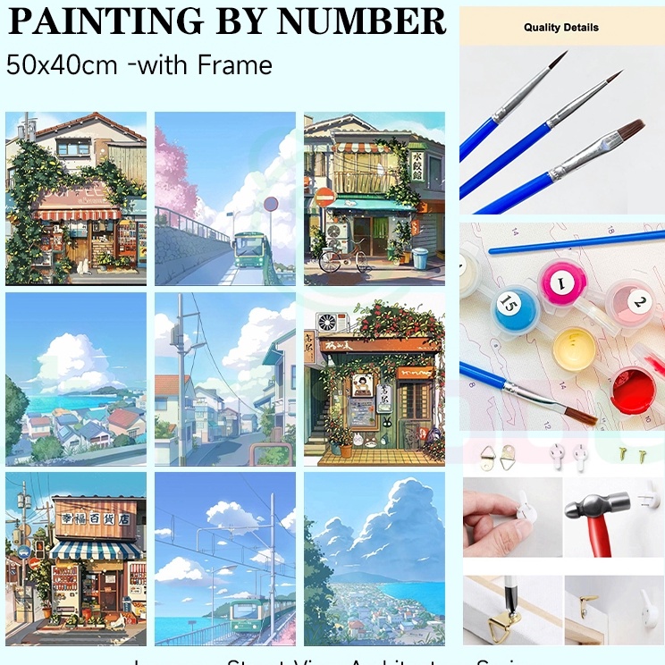 

Model Populer ReadyPaint By Number 5x4cm Adegan jalanan Jepang series Landscape A Paint By Number Painting By Numbers Diy Paris Alam Art Set Melukis