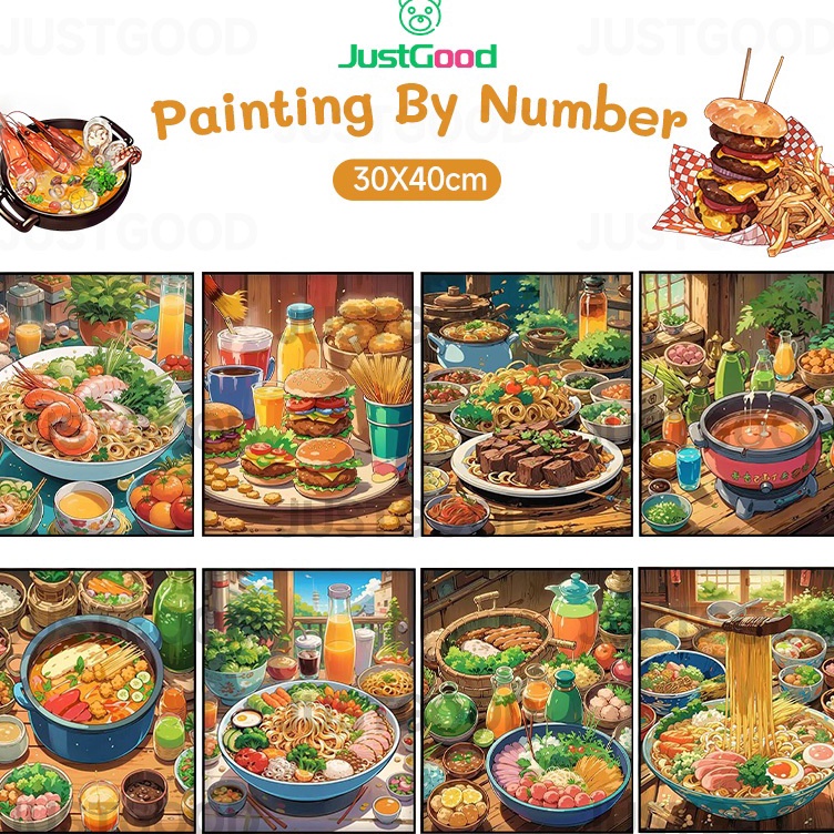 

New Product With Frame Lukisan Minyak Seri Ramen Paint By Number Set 3 x 4 cm Realism Edition DIY Painting Kit Numbers Lukis Canvas Living Room Hanging Painting