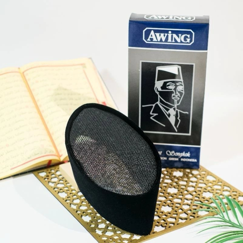 Songkok Awing Full AC Peci Songkok Hitam Awing Tinggi 8/9/10