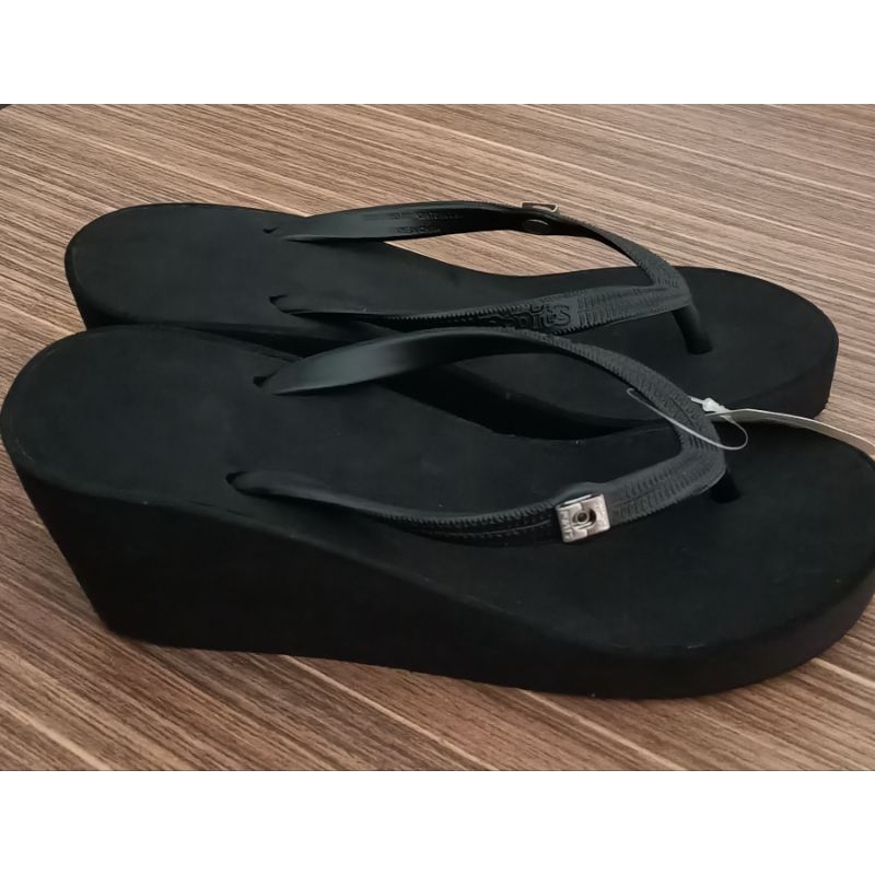 sandal POPITS Ori black size s wedges 7cm