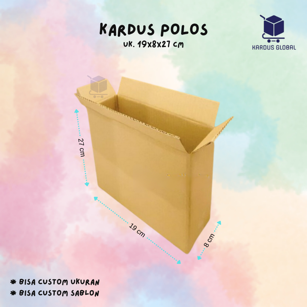 

KARDUS KARTON BOX POLOS BARU UK 19X8X27 CM