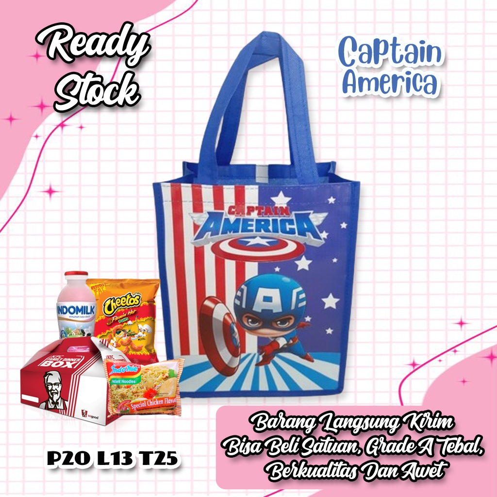 

Ready Stock Tas Kotak Ulang Tahun Anak Motif Captain America