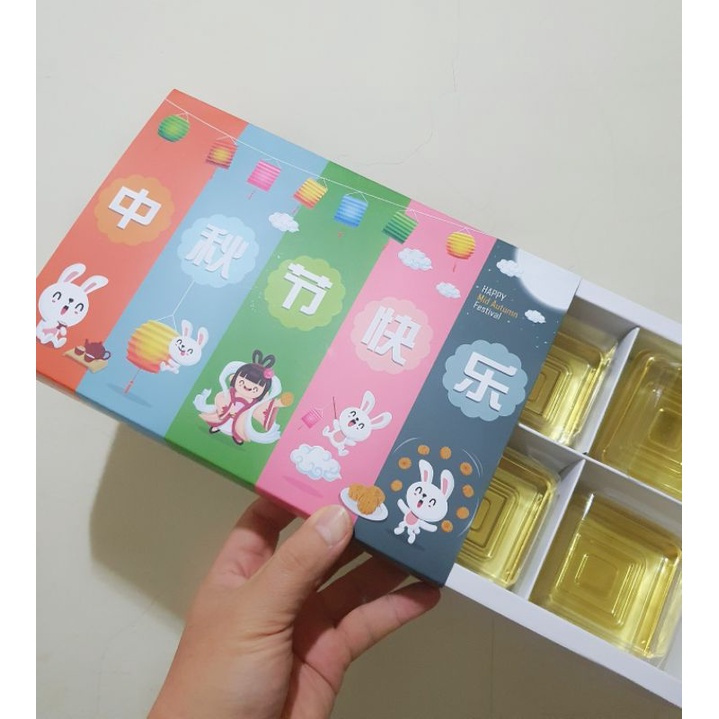 

( 5 PCS ) kardus mooncake 50-75 gram dus mooncake isi 6 box mooncake sekat 6 kotak kue bulan