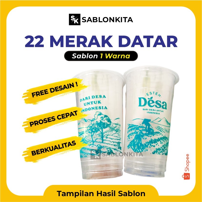 NO COD [[ SABLON CUP CUSTOM ]] DATAR 22 OZ MERAK 8 gr Plastik Gelas Bening Transparan Minuman