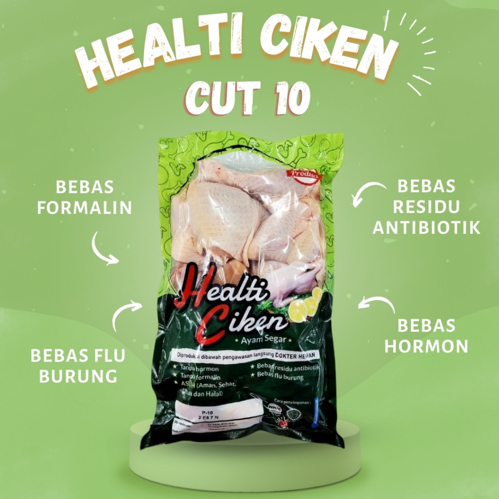 

Healti Ciken - Ayam Cut10 (Ayam Potong 10 Bagian) - Healthy Chicken - Daging Ayam Sehat - Frozen