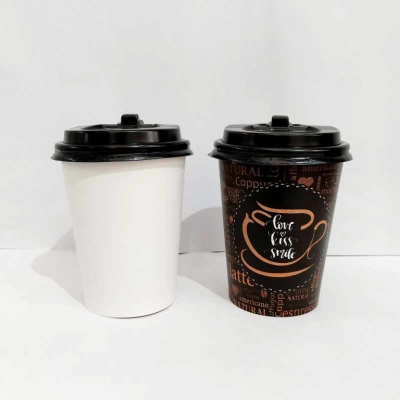 [OSAKA] Cup Coffee Sama Tutup/Paper Cup Coffe/Gelas Kopi+Tutup/Gelas Kertas Polos Motif/Cup Coffee K