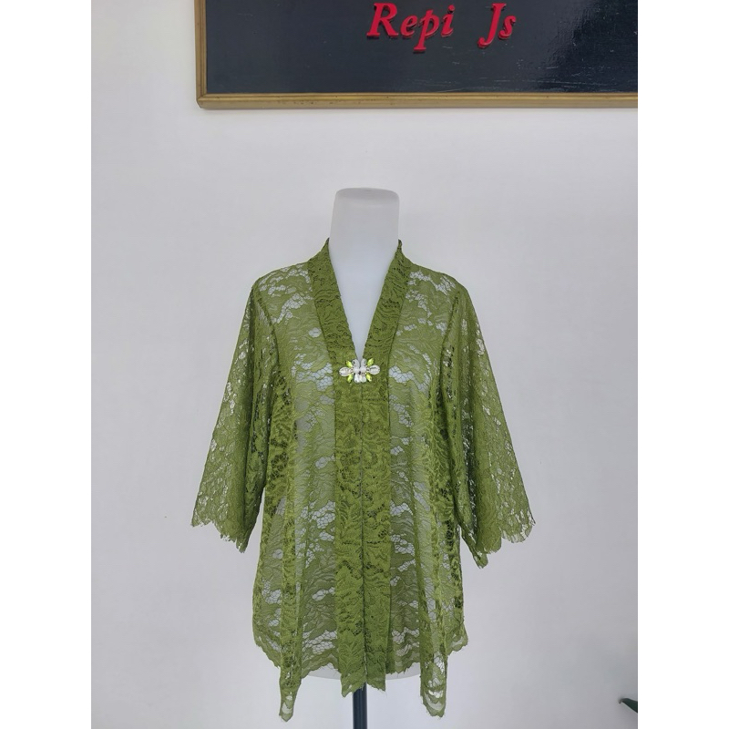 kebaya Kartini pendek warna Hijau Army