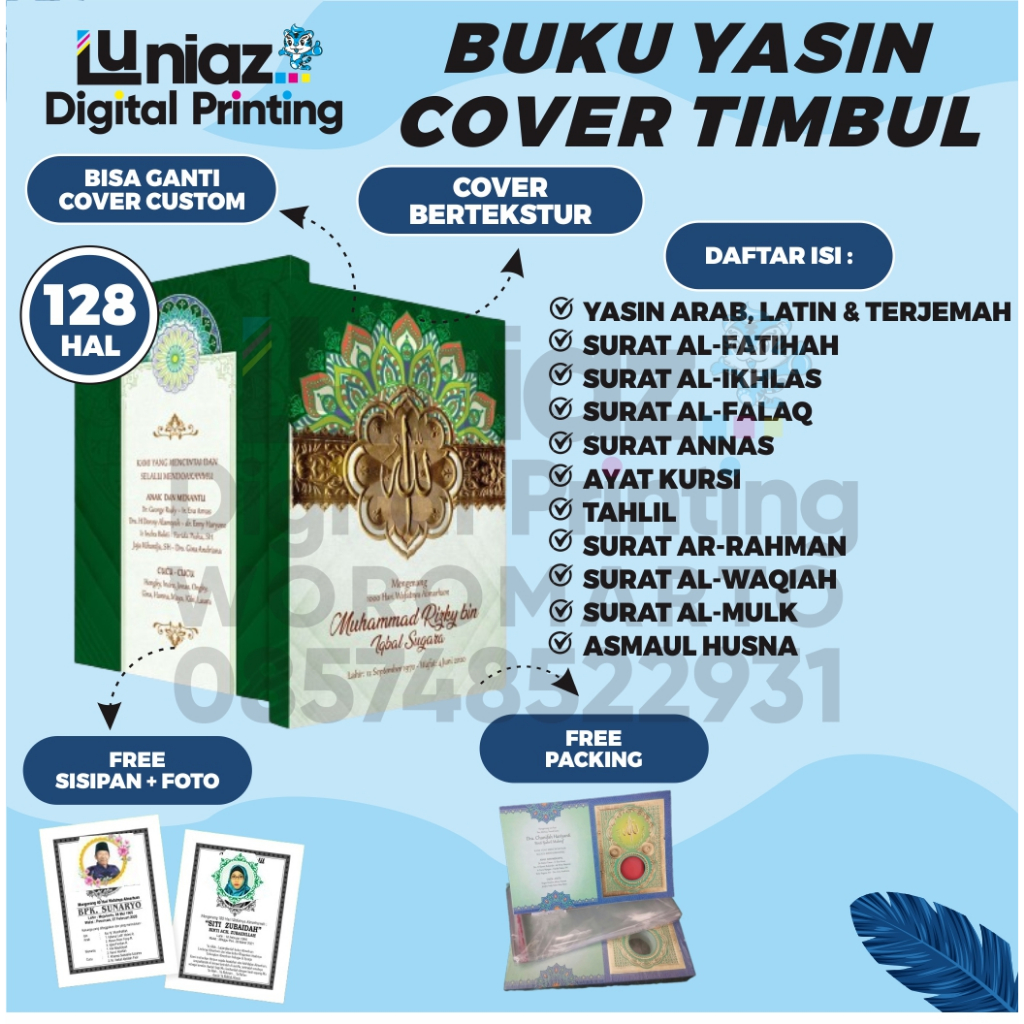 BUKU YASIN DAN TAHLIL 128 HALAMAN SOFT COVER COVER TIMBUL EMBOS