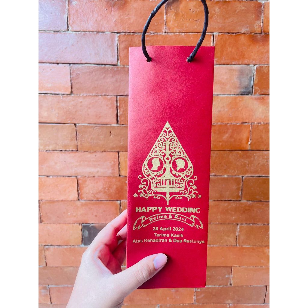 

Paper bag souvernir-paperbag botol tumbler-merah maron free desain sablon 2 sisi