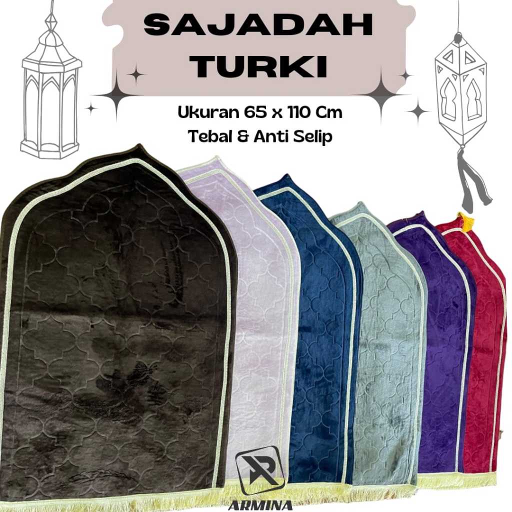 Sajadah Turki Polos Sajadah Kerucut Tebal Anti Slip Sajadah Kubah Polos Turki