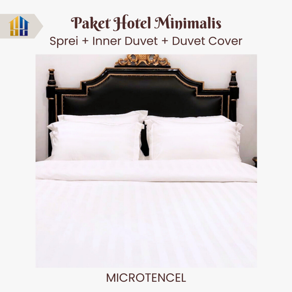 Paket Hotel Minimalis | Sprei Set Plus Duvet Cover & Inner Duvet Microtensel Import