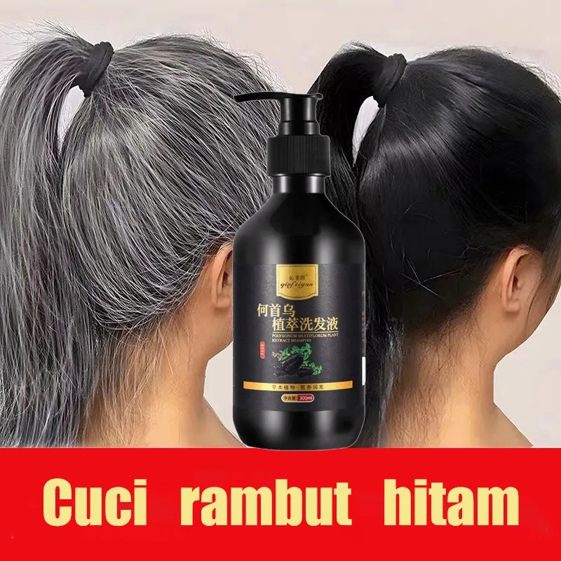 Sampo Penghilang Uban Shampoo Black Herbal Natural Polygonum Multiflorum Hair Blackening perawatan r