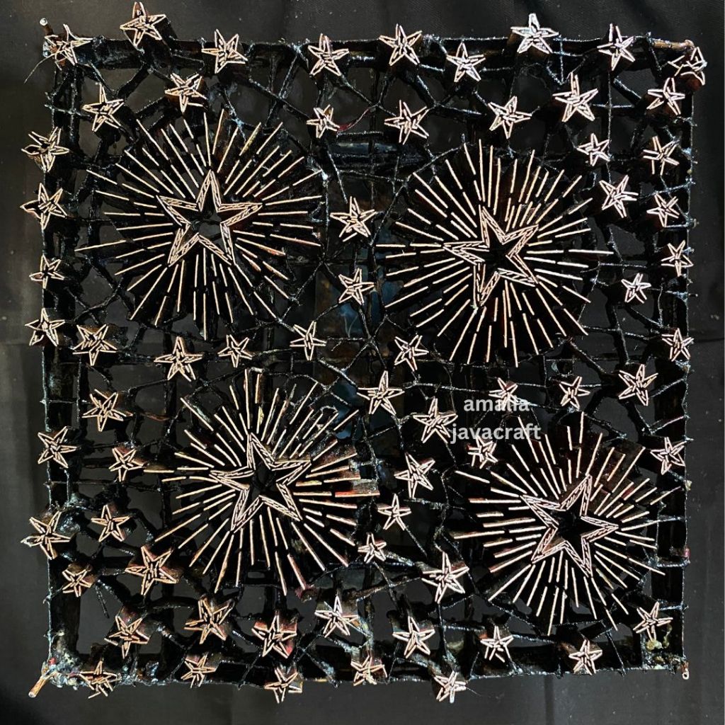 alat cap batik tembaga motif kembang api canting cap batik