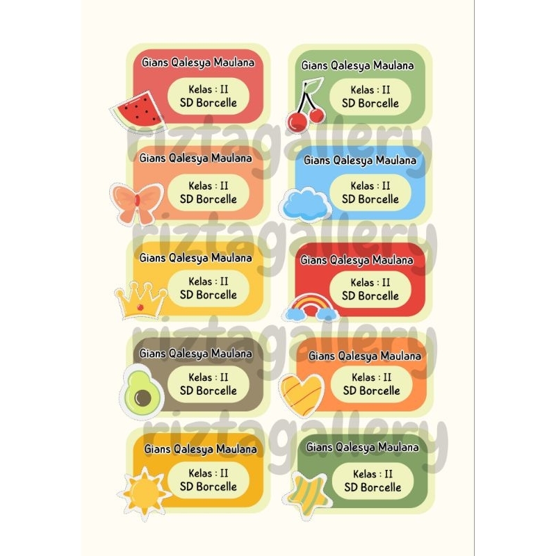 

Stiker Nama , Buku sekolah, Tas, Termurah