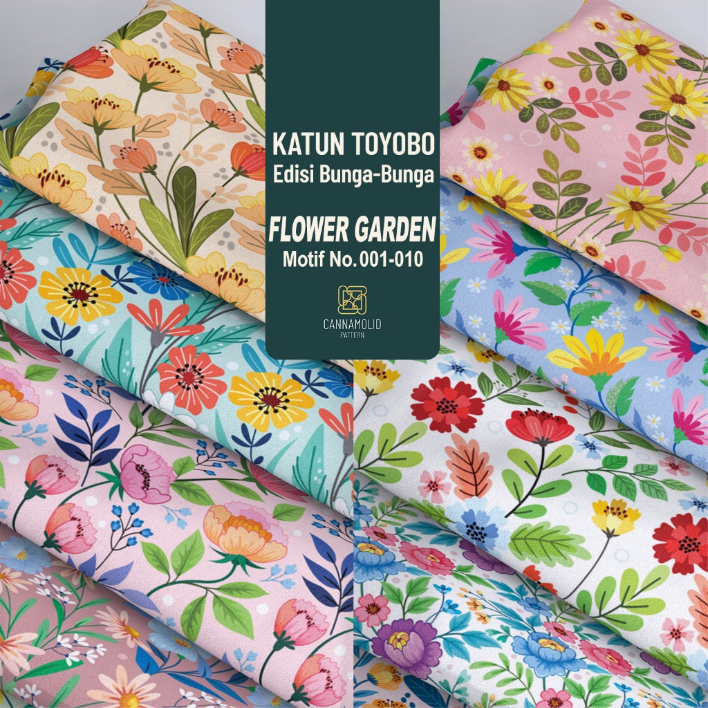 Kain Toyobo Motif BUNGA FLORAL | Lebar 145cm | FLOWER GARDEN 1-10