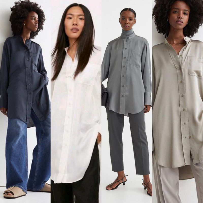 HM HNM Satin blouse oversize / blouse wanita(Ra 30-3)