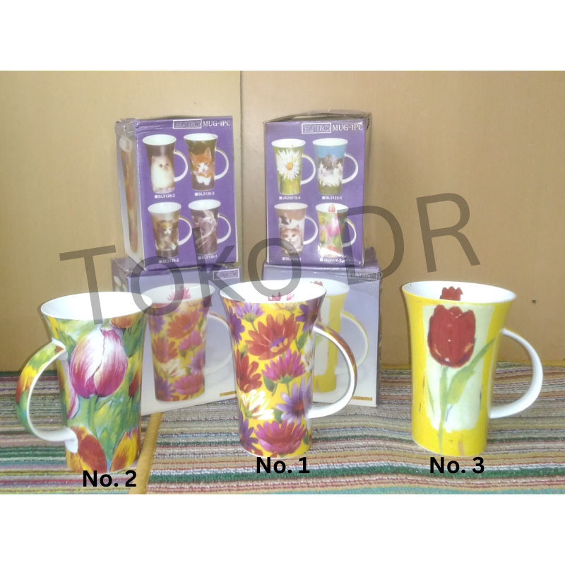 Cangkir / Mug Cantik Bunga Ceramic / Bistro / Ceramic