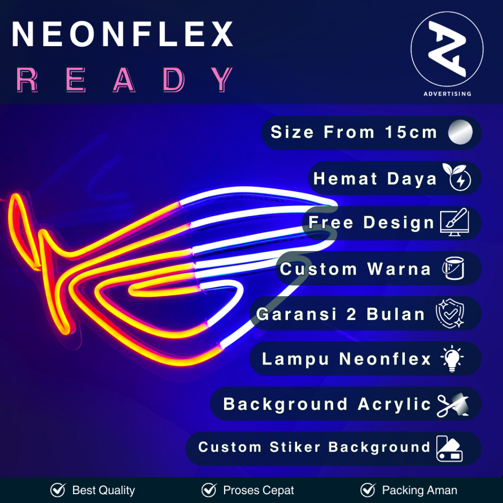 Lampu Hias Neon Flex Custom Gaming ROG