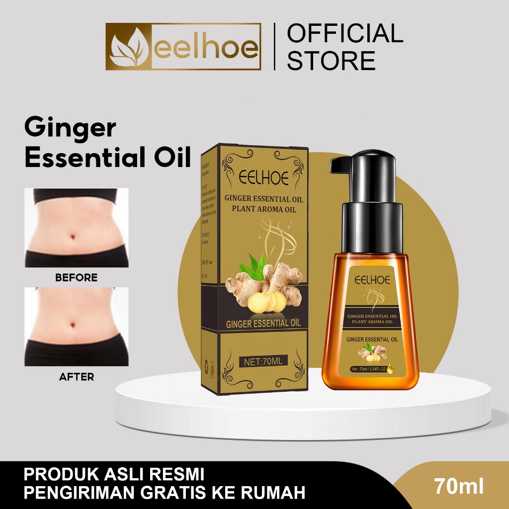 EELHOE Ginger Essential Oil 70ml Ginger Body Massage Essential Oil Firming Lifting Hips Shape Massag