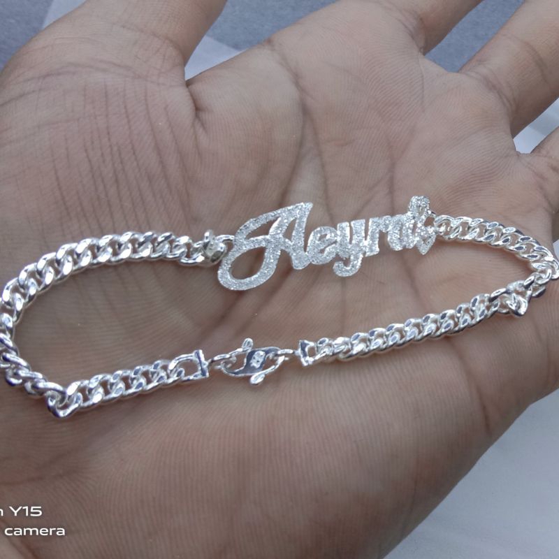 Gelang nama dewasa, anak dan bayi perak murni asli