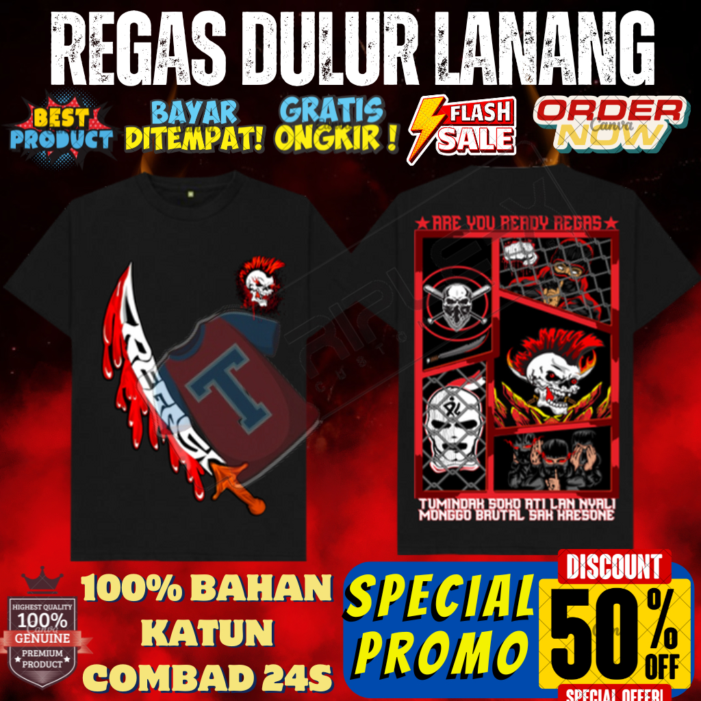 Kaos regas dulur lanang"A2"ukuran dewasa lengan pendek(RG01)