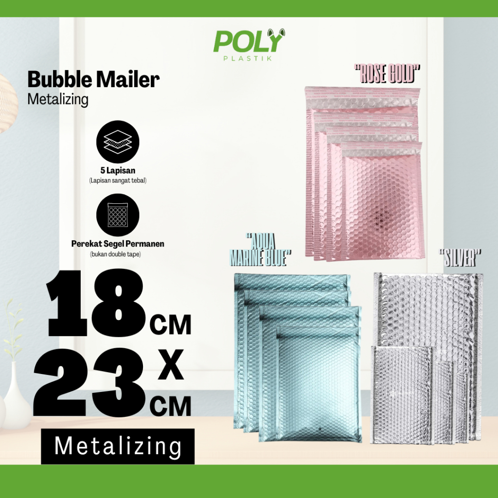 

Amplop Bubble Mailer 18x23 cm Metalizing