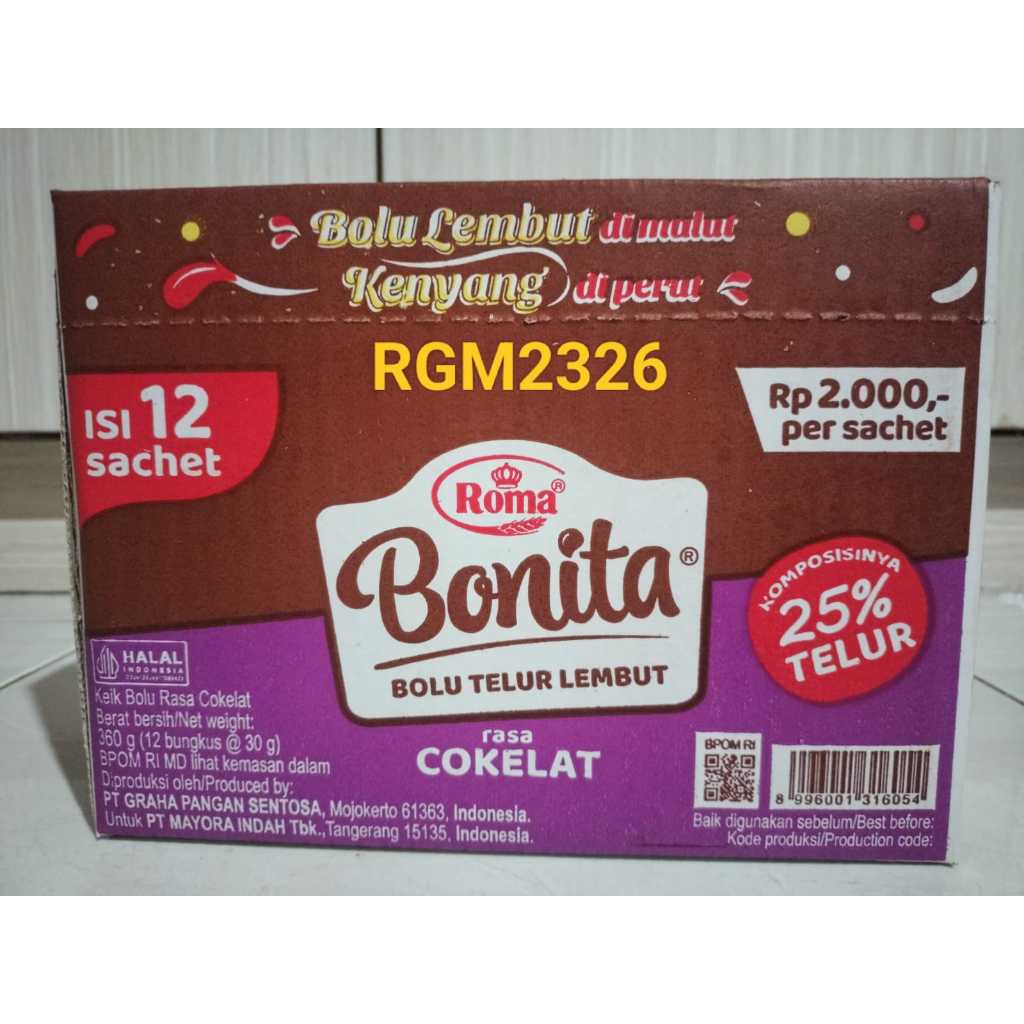 

Roma Bonita Rasa Coklat - ( Harga 1 Box isi 12 pcs )