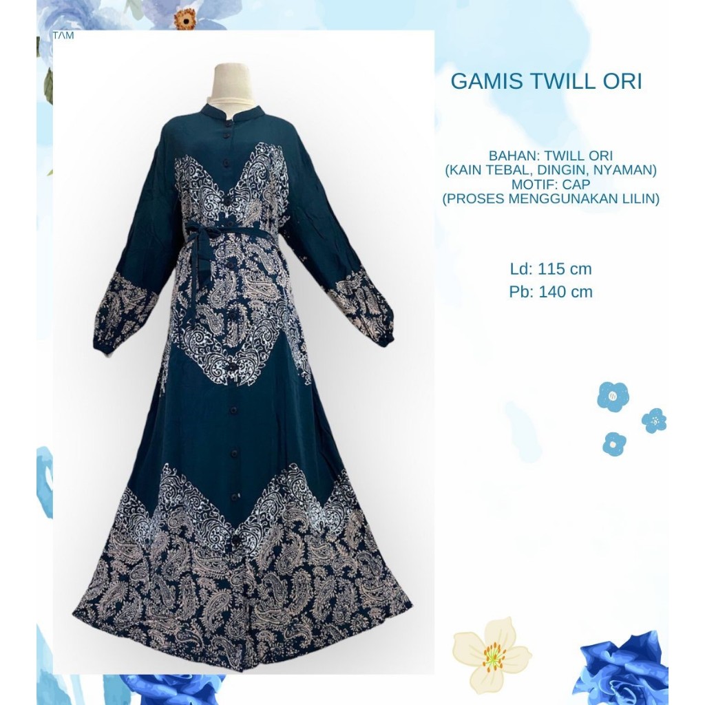 Gamis twill ori batik cap ld 115  payung premium jumbo