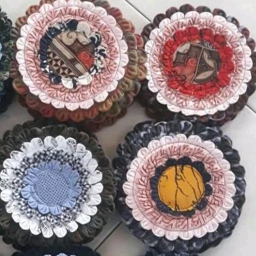 grosir jampel lemek tatakan panci lampin celemek piring vas bunga asbak kerajinan kain perca souveni