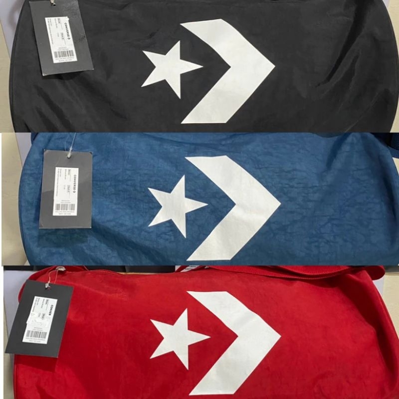 Tas Gym Duffle BAG Converse Original ROLLING BAG Wrinkle Black Red Navy unisex