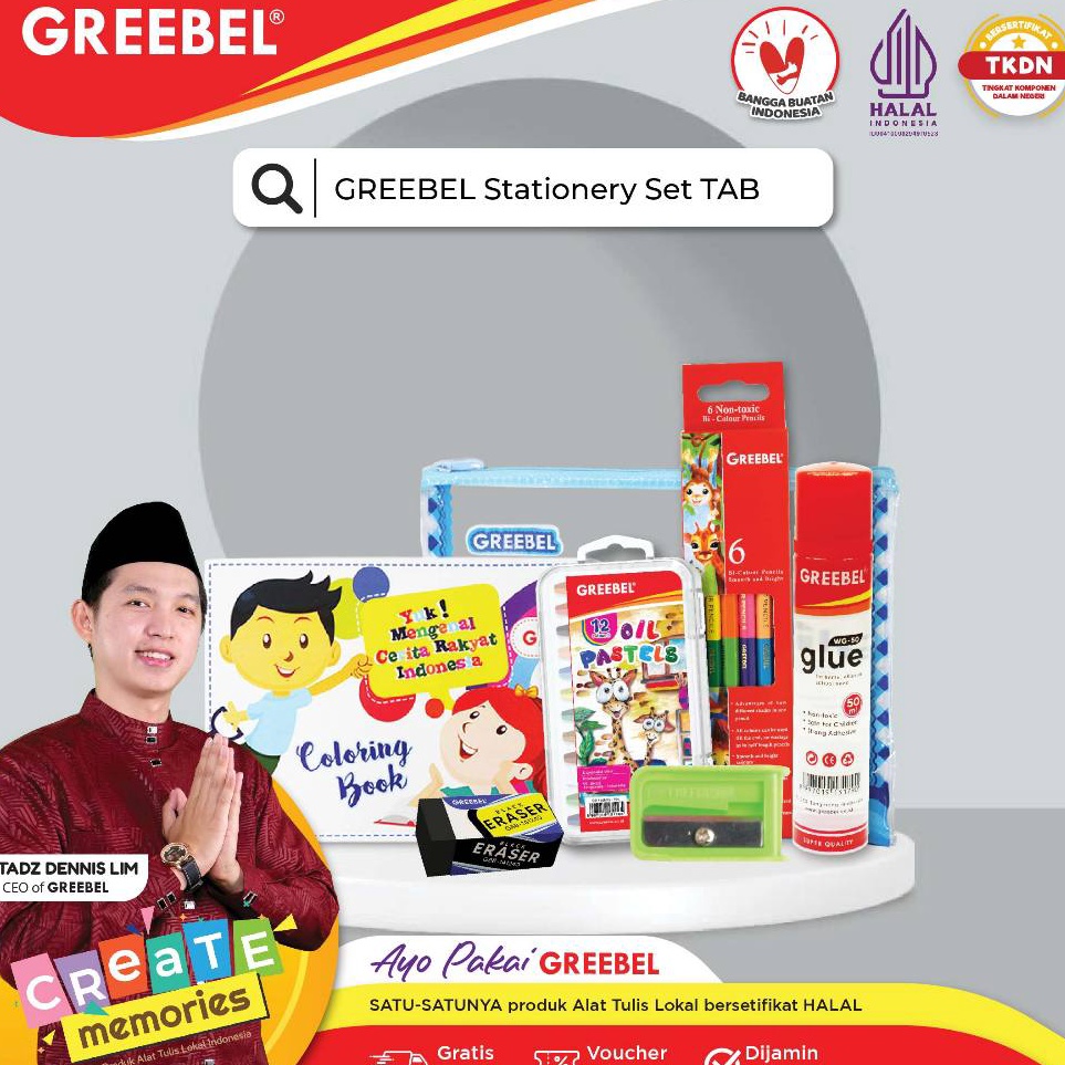 

KODE O8T8 GREEBEL Paket Alat Tulis TAB 217 StationaryStationery Set alat tulis ATK krayon pensil warna pen penghapus anak