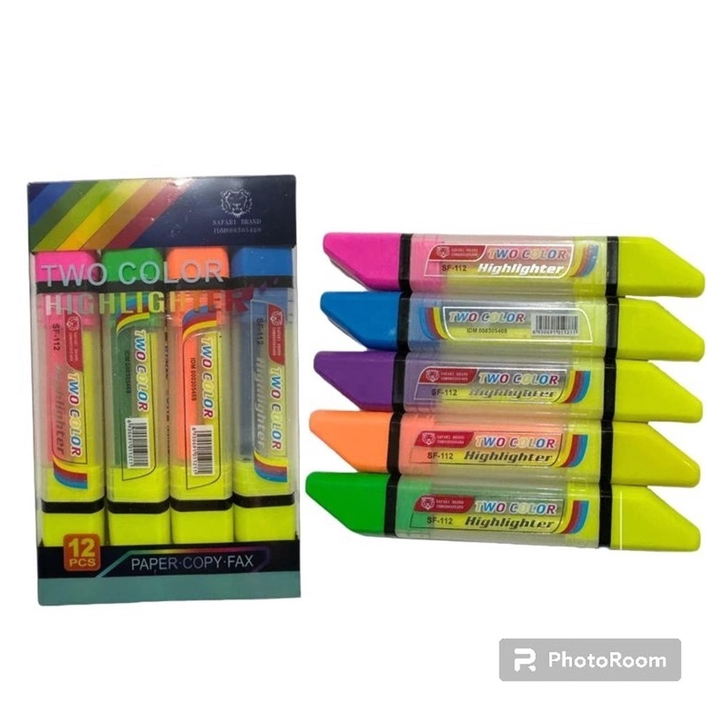 

KODE W87A SF112LUSIN Stabilo Penanda Highlighter Pen 2 Ujung Warna 2in1 Safari Brand