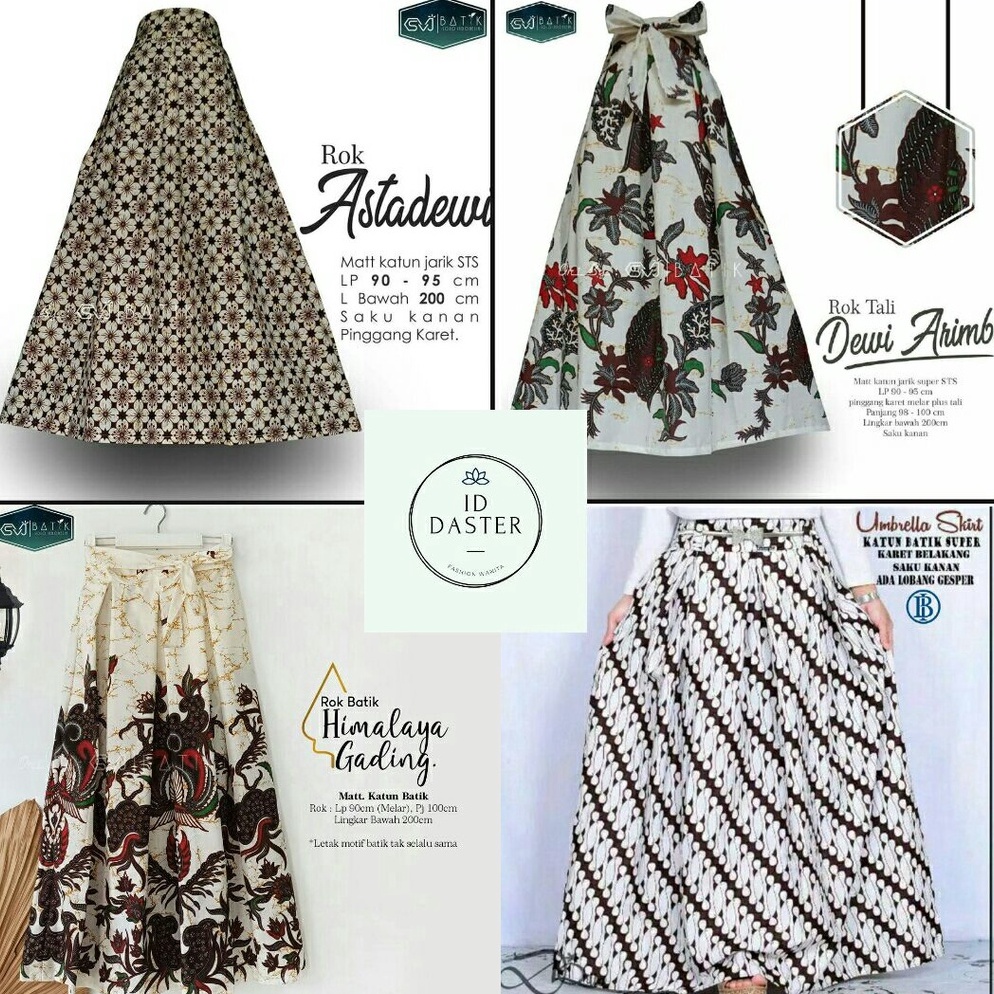Promo tajir Rok Batik Panjang Payung Klok Premium Klasik Hitam Putih Sogan Jumbo Big Size Bawahan Wa