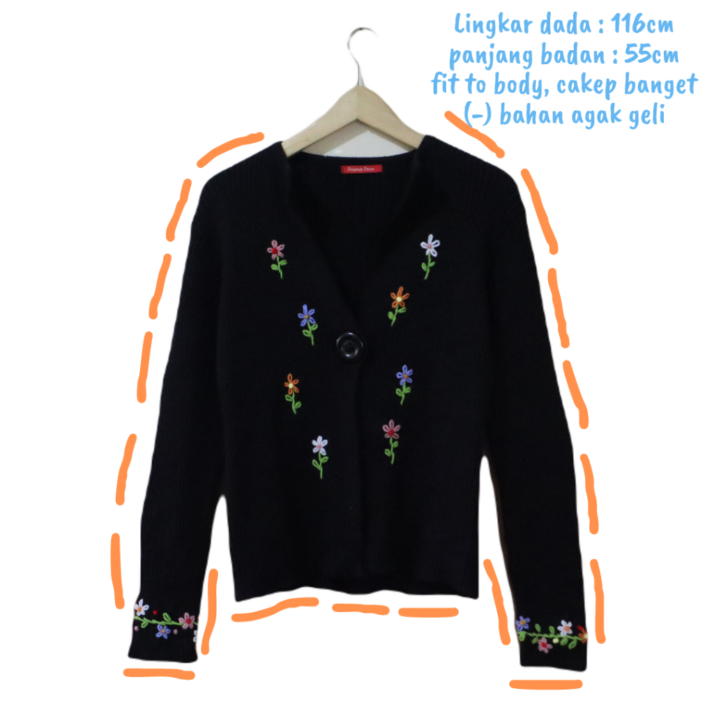 CARDIGAN RAJUT TEBAL FLORAL