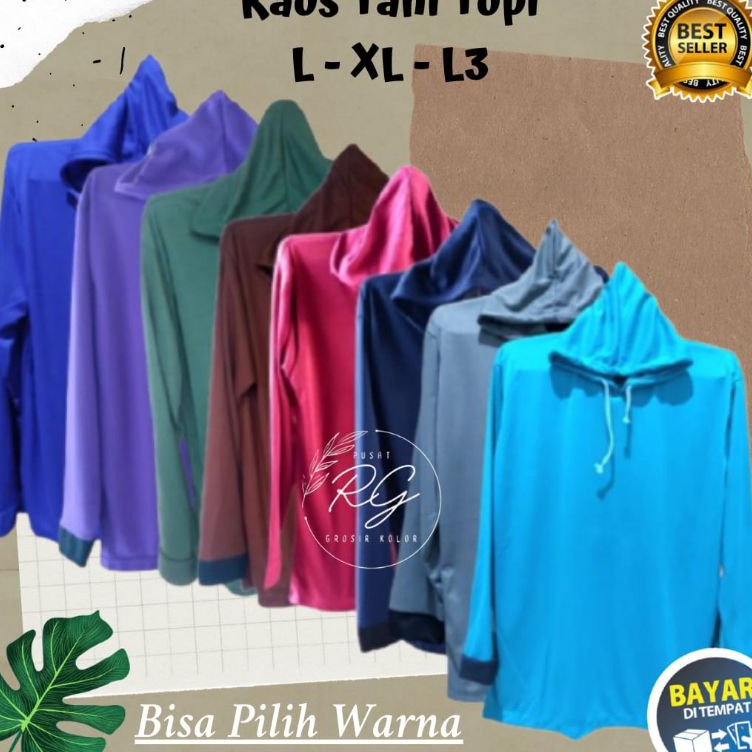 Produk Ekslusif Baju Kaos Tani Hoodie Atasan Hitam Polos Pria Oversize Lengan Panjang Kupluk Tebal H