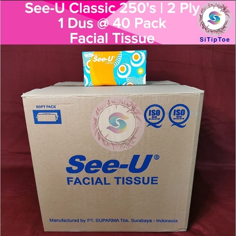 [1 Dus = 40 Pack] Tisu See-U Classic 250 Sheets 2 Ply Facial Tissue Murah Grosir