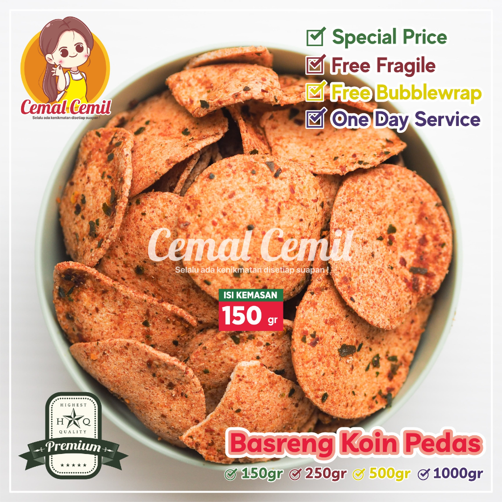 

Cemal Cemil : Paling Laris : Basreng Koin Pedas 150gr-Snack/Cemilan/Camilan