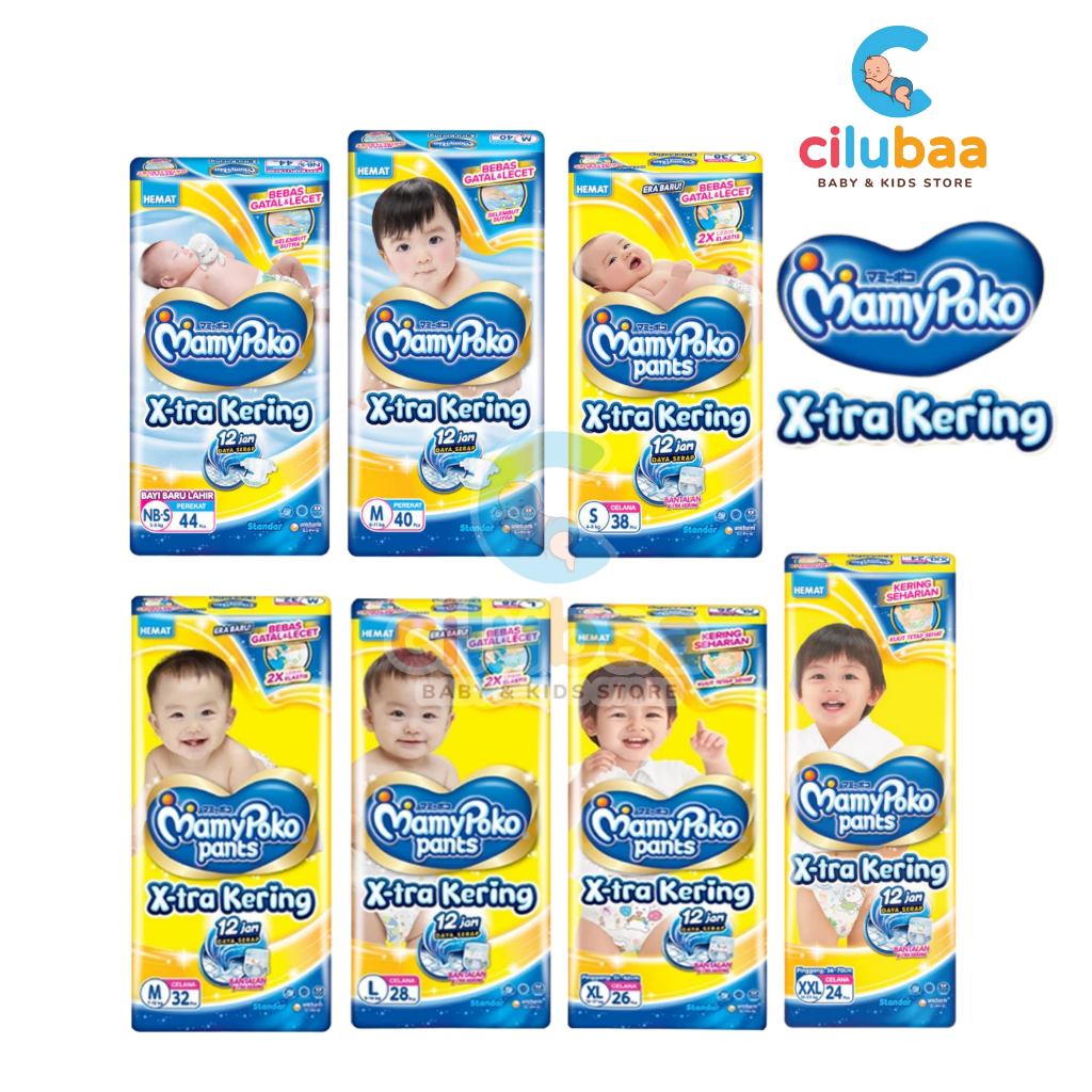 MamyPoko Pants X-tra Kering S38/ M32/ L28/ XL26/ XXL24 l Mamy poko - Popok Bayi Celana
