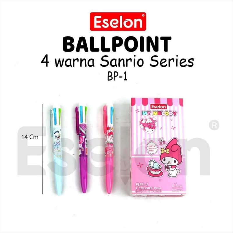 

1 Pcs Pulpen Cetek 4 Warna Sanrio BP-1 Lucu / Pulpen Cetek 4 Warna Anak Anak