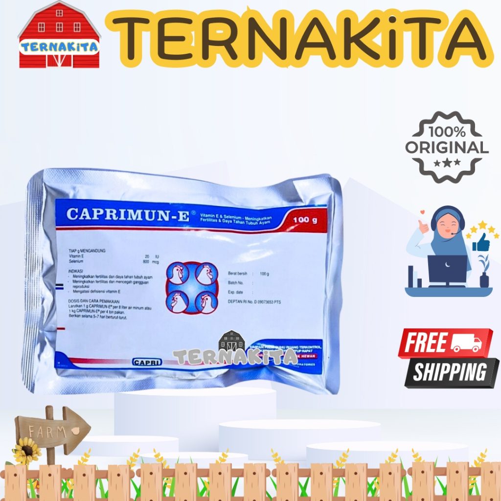 CAPRIMUN E  100 gr - Vitamin E Selenium Tingkatkan Telur Fertilitas Ayam Unggas Burung Caprimun Capr