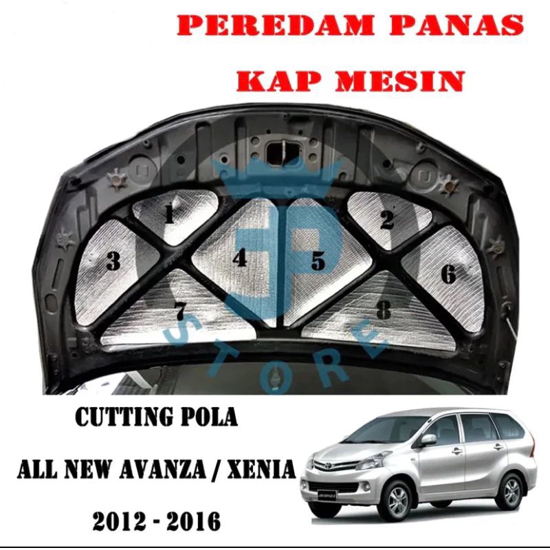 Peredam Kap Mesin Mobil  Avanza / Xenia 2012-2016 / Cutting Pola Cup Peredam Mesin All New Avanza & 