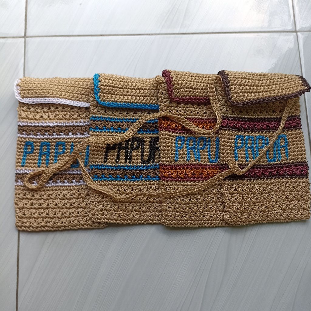 Tas selempang hp papua, tas selempang untuk pria/wanita, rajut selempang, tas murah, tas selempang u